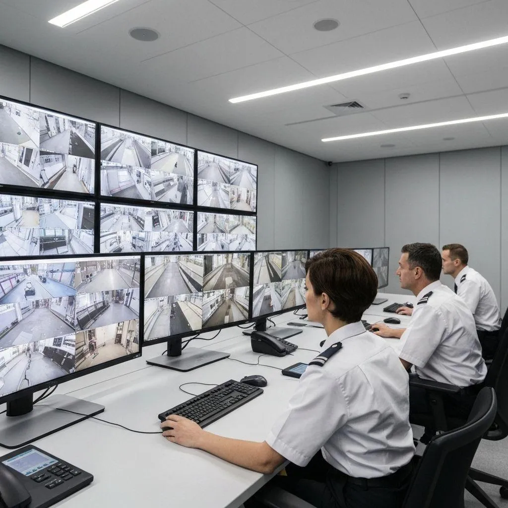 Técnico de GM Tels revisando un sistema de monitoreo y videovigilancia